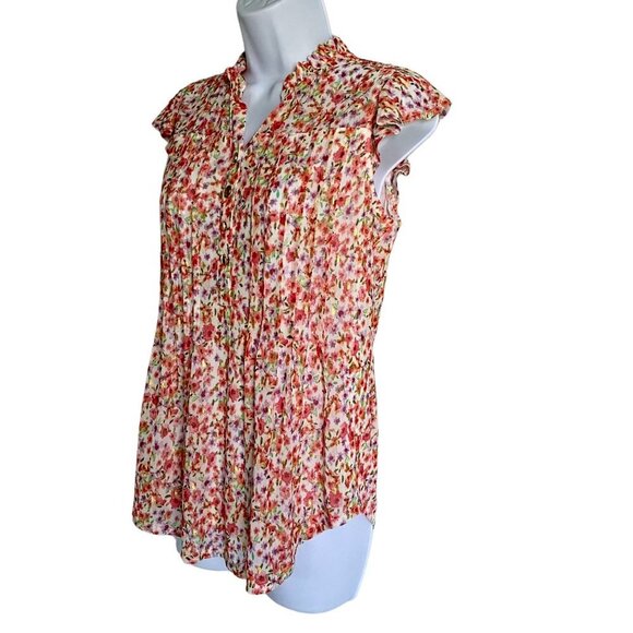 Ava & Grace Short Sleeve Lined Floral Print Top Women's Petite Medium - Picture 3 of 8